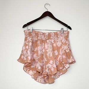 Free People Peach Floral Women Shorts